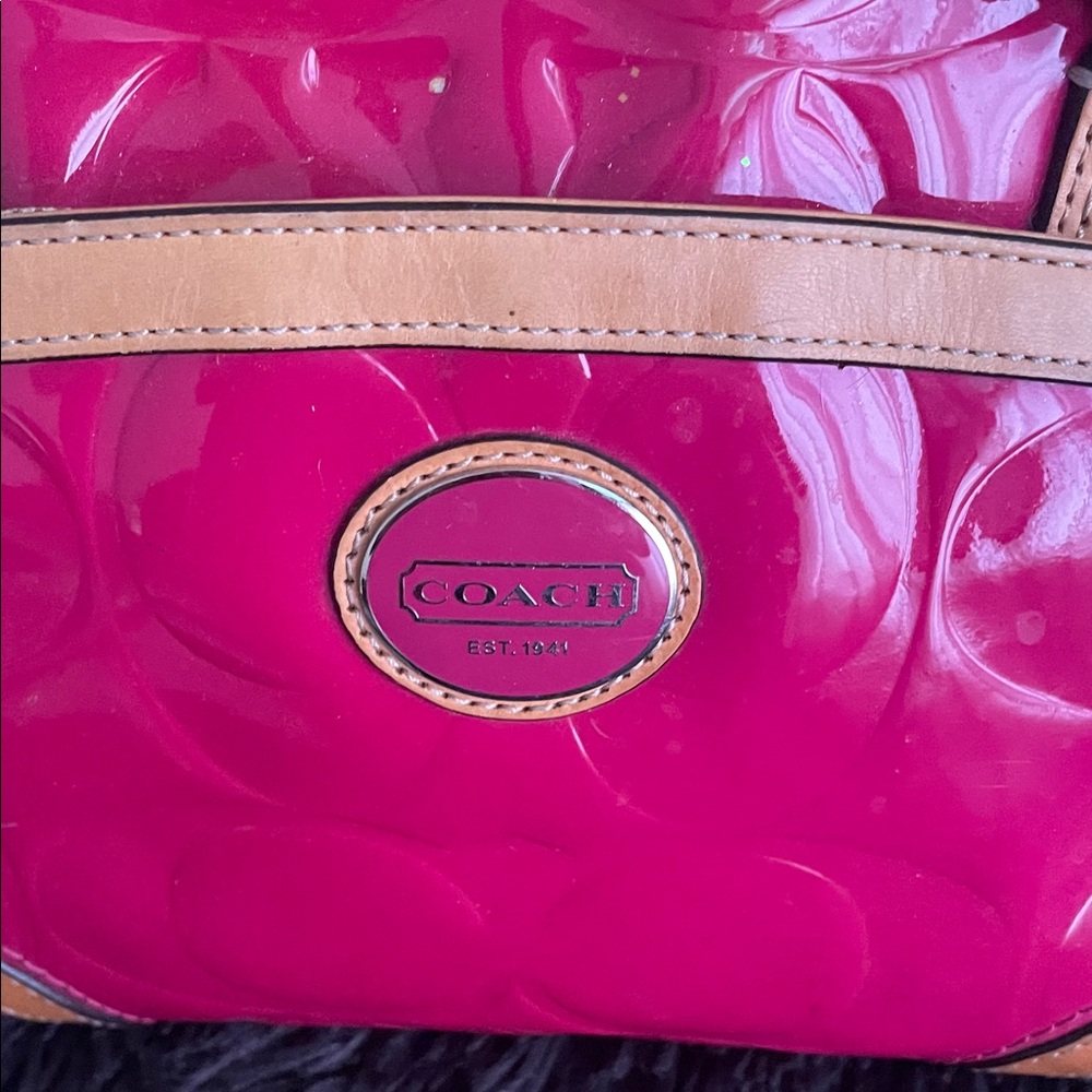 Coach Fuchsia and Tan Satchel - Picture 2 of 7